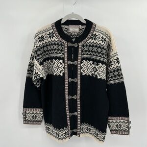 Norlender Black & White Fair Isle Wool Sweater Size Small